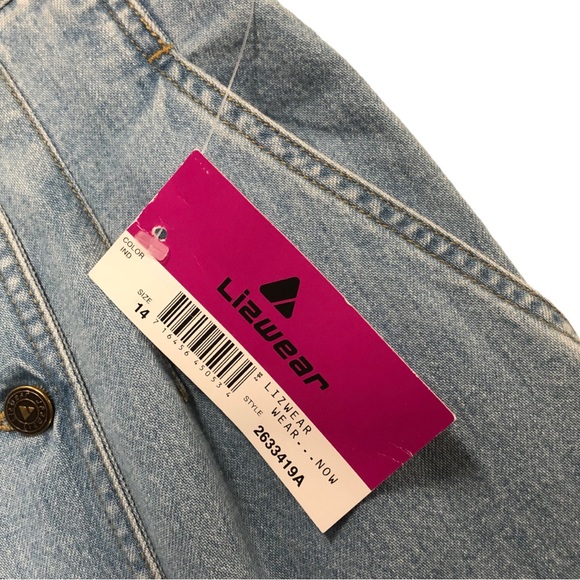 NWT Vintage Y2K 90s Lizwear Button Up Denim Skirt Size 12 - Picture 5 of 6